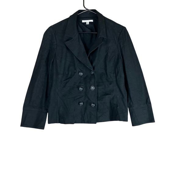 CAbi Womens Blazer Black Cropped Double Breasted Rayon Stretch #215 Medium - Picture 1 of 12